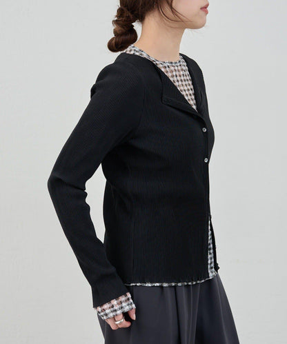 蕾絲格紋設計 套頭上衣（款）