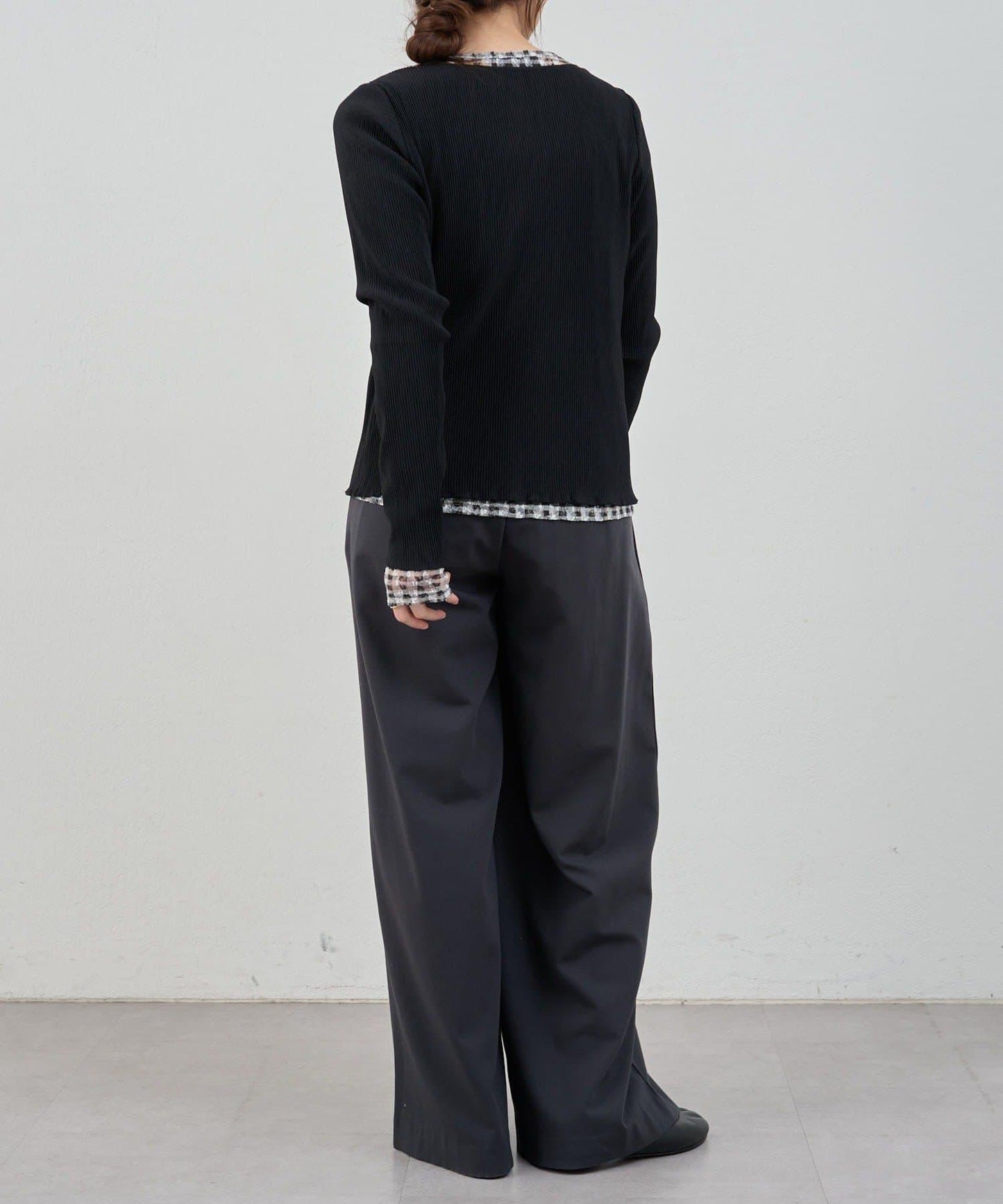 蕾絲格紋設計 套頭上衣（款）