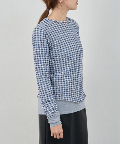 蕾絲格紋設計 套頭上衣（款）