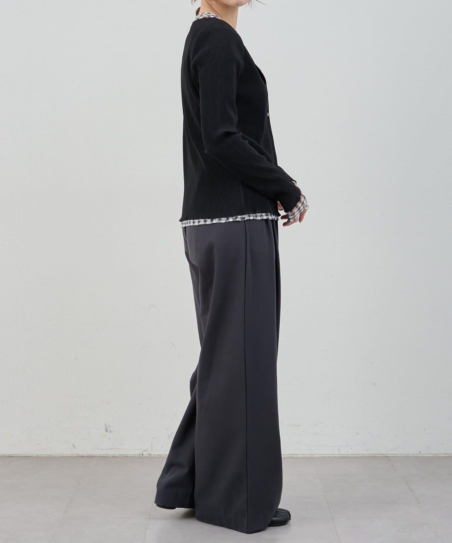 蕾絲格紋設計 套頭上衣（款）