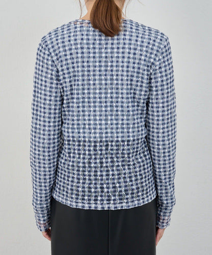 蕾絲格紋設計 套頭上衣（款）