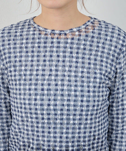 蕾絲格紋設計 套頭上衣（款）