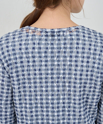 蕾絲格紋設計 套頭上衣（款）