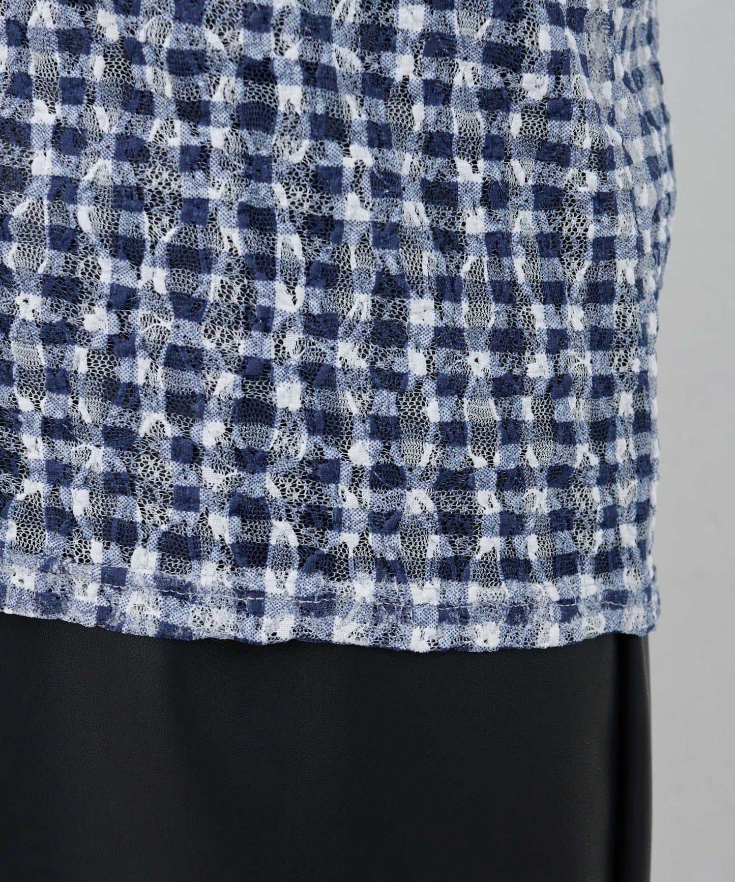 蕾絲格紋設計 套頭上衣（款）