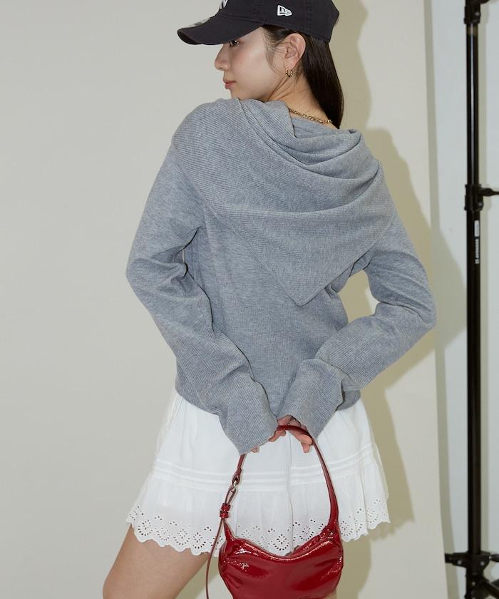 圍巾套裝 圓領 針織開衫