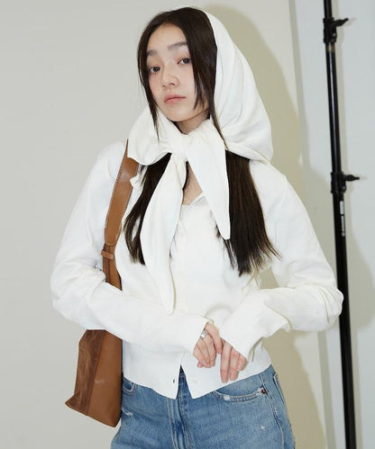 圍巾套裝 圓領 針織開衫