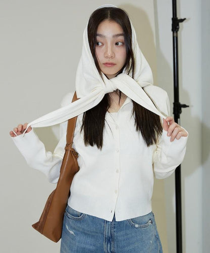 圍巾套裝 圓領 針織開衫