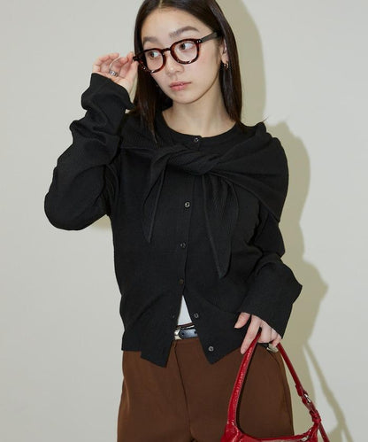 圍巾套裝 圓領 針織開衫