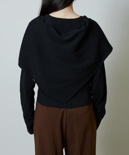 圍巾套裝 圓領 針織開衫