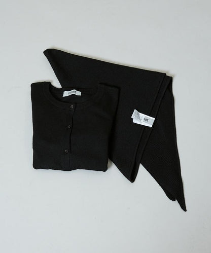 圍巾套裝 圓領 針織開衫