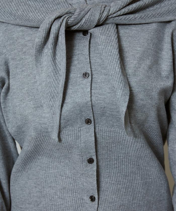 圍巾套裝 圓領 針織開衫