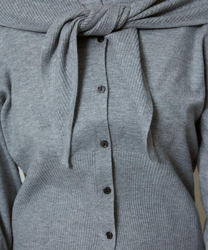 圍巾套裝 圓領 針織開衫