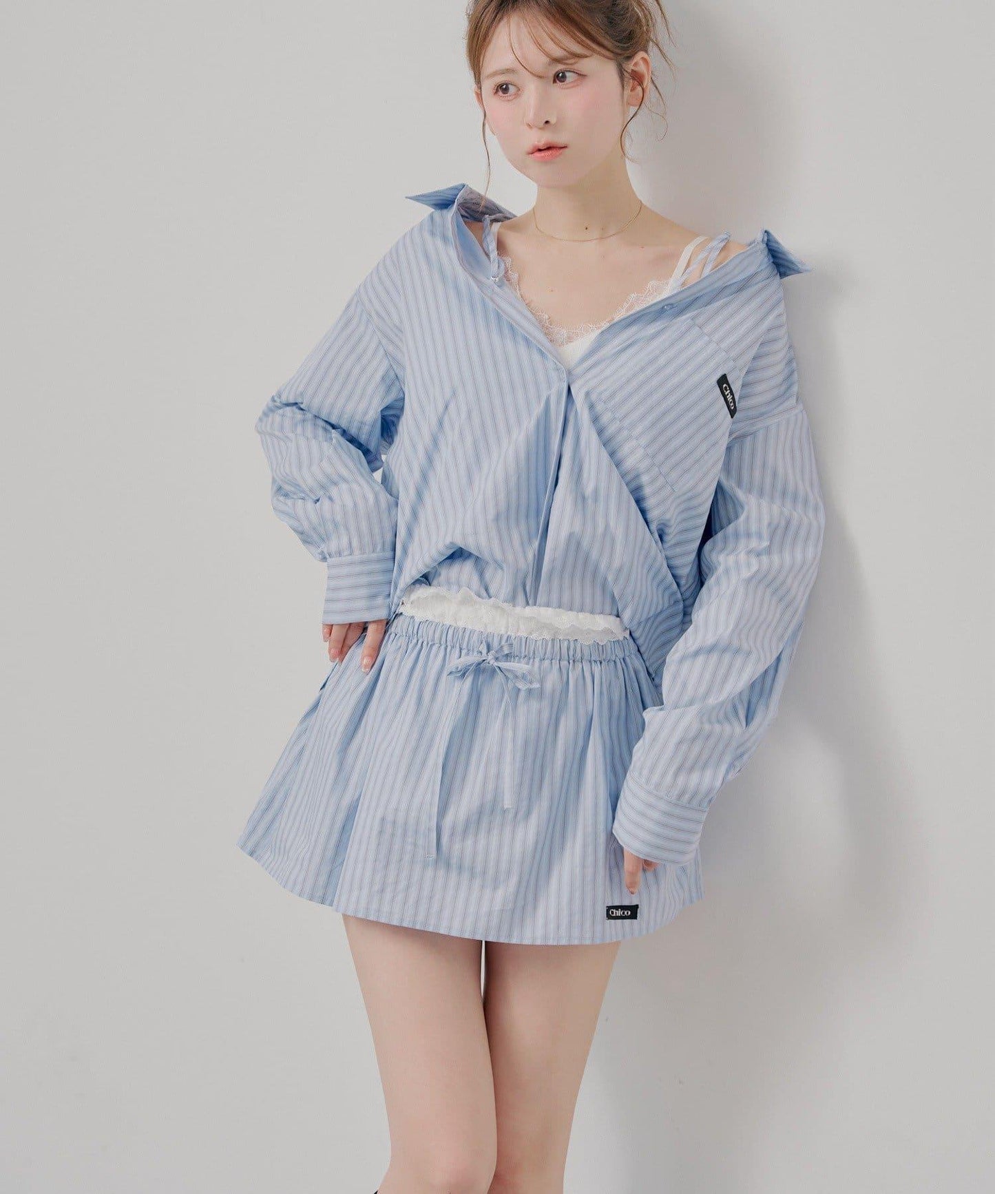 可成套搭配 蕾絲疊搭 傘擺 迷你半身裙