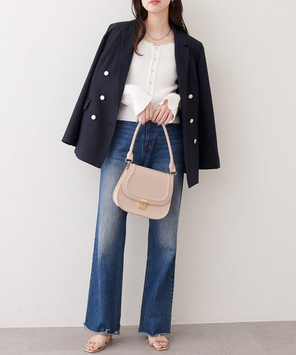 異材質荷葉邊針織上衣