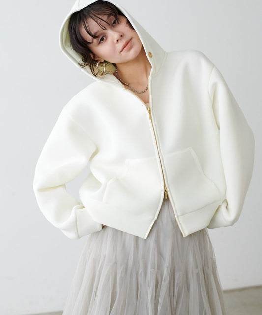 空氣層雙拉鍊連帽衛衣