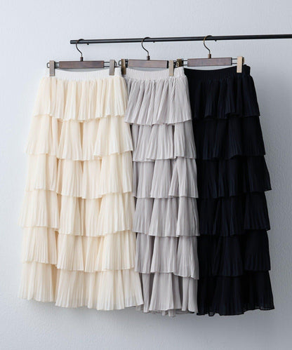 褶皺層疊設計 雪紡 半身裙