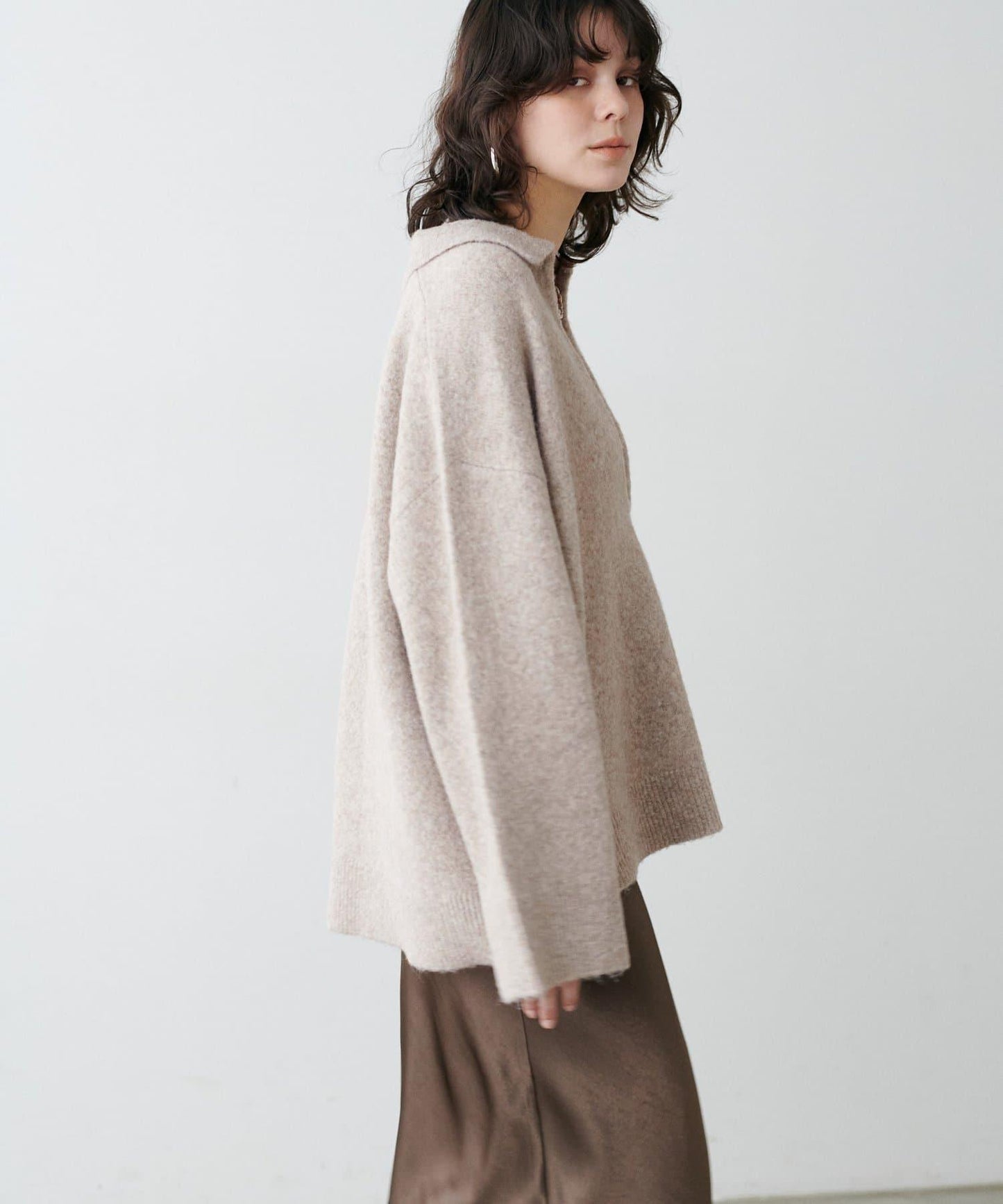 有領鑰匙領雜色針織上衣