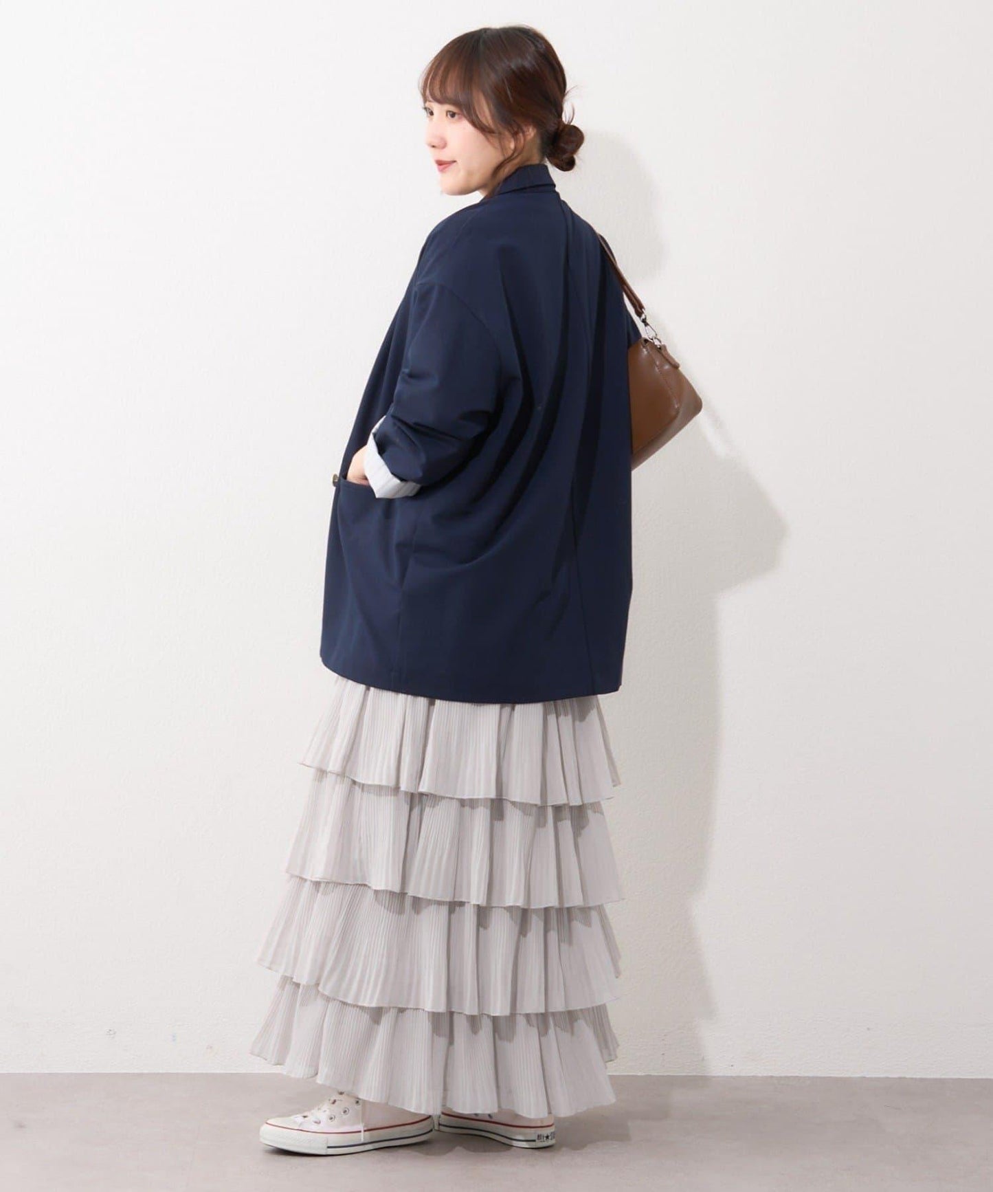 褶皺層疊設計 雪紡 半身裙