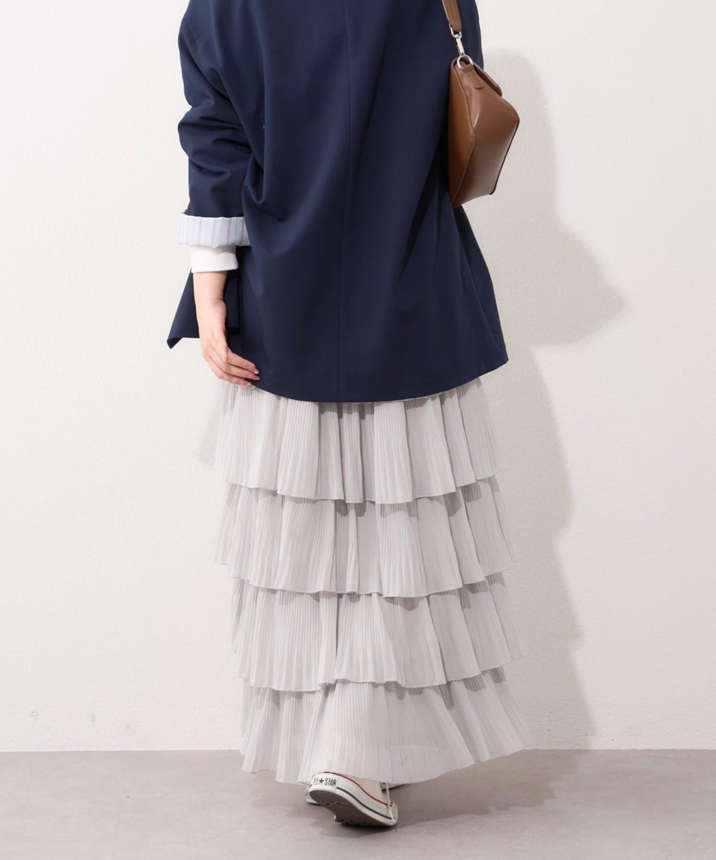 褶皺層疊設計 雪紡 半身裙