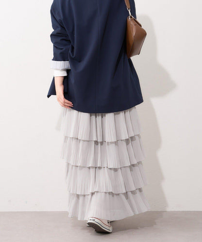 褶皺層疊設計 雪紡 半身裙