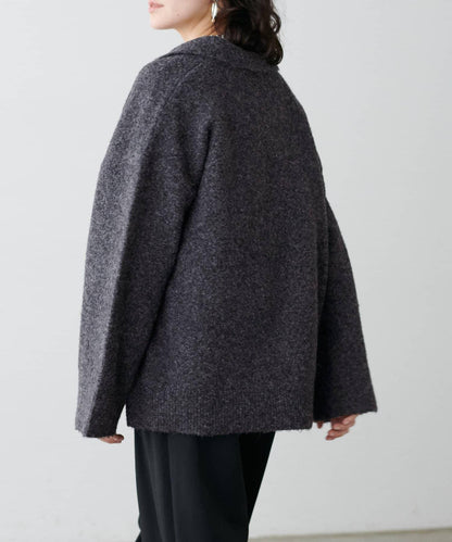 有領鑰匙領雜色針織上衣