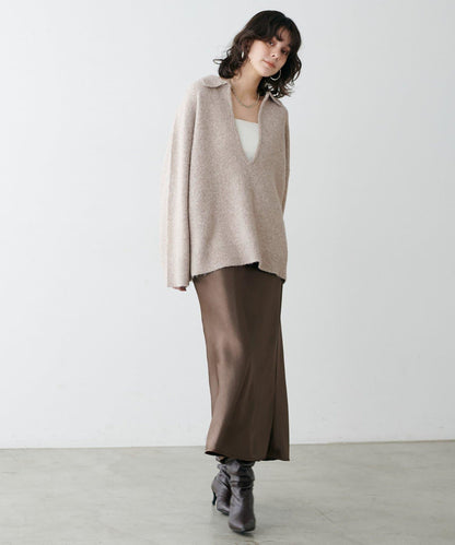 有領鑰匙領雜色針織上衣