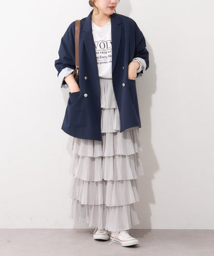 褶皺層疊設計 雪紡 半身裙