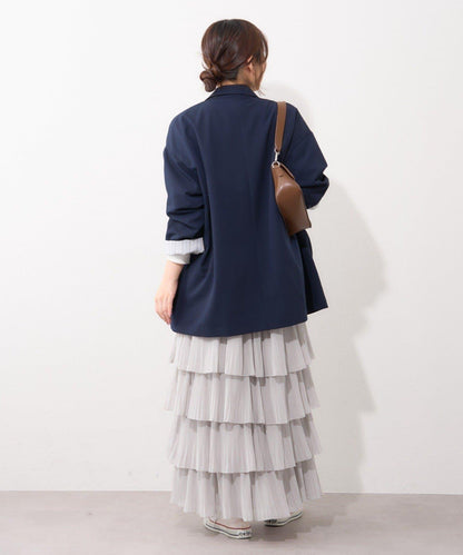 褶皺層疊設計 雪紡 半身裙