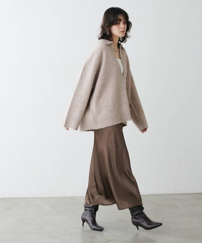 有領鑰匙領雜色針織上衣