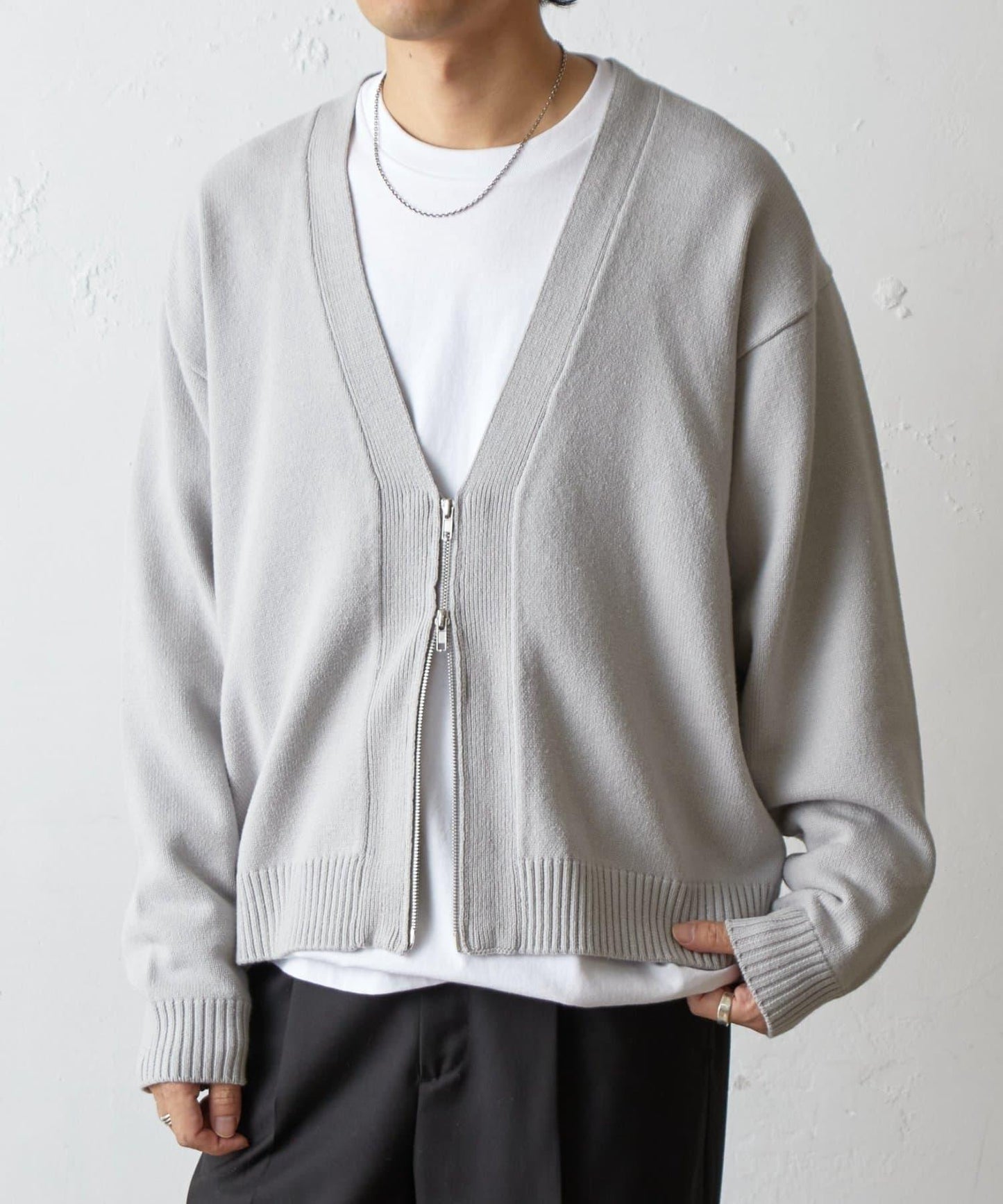 雙拉鍊針織開衫