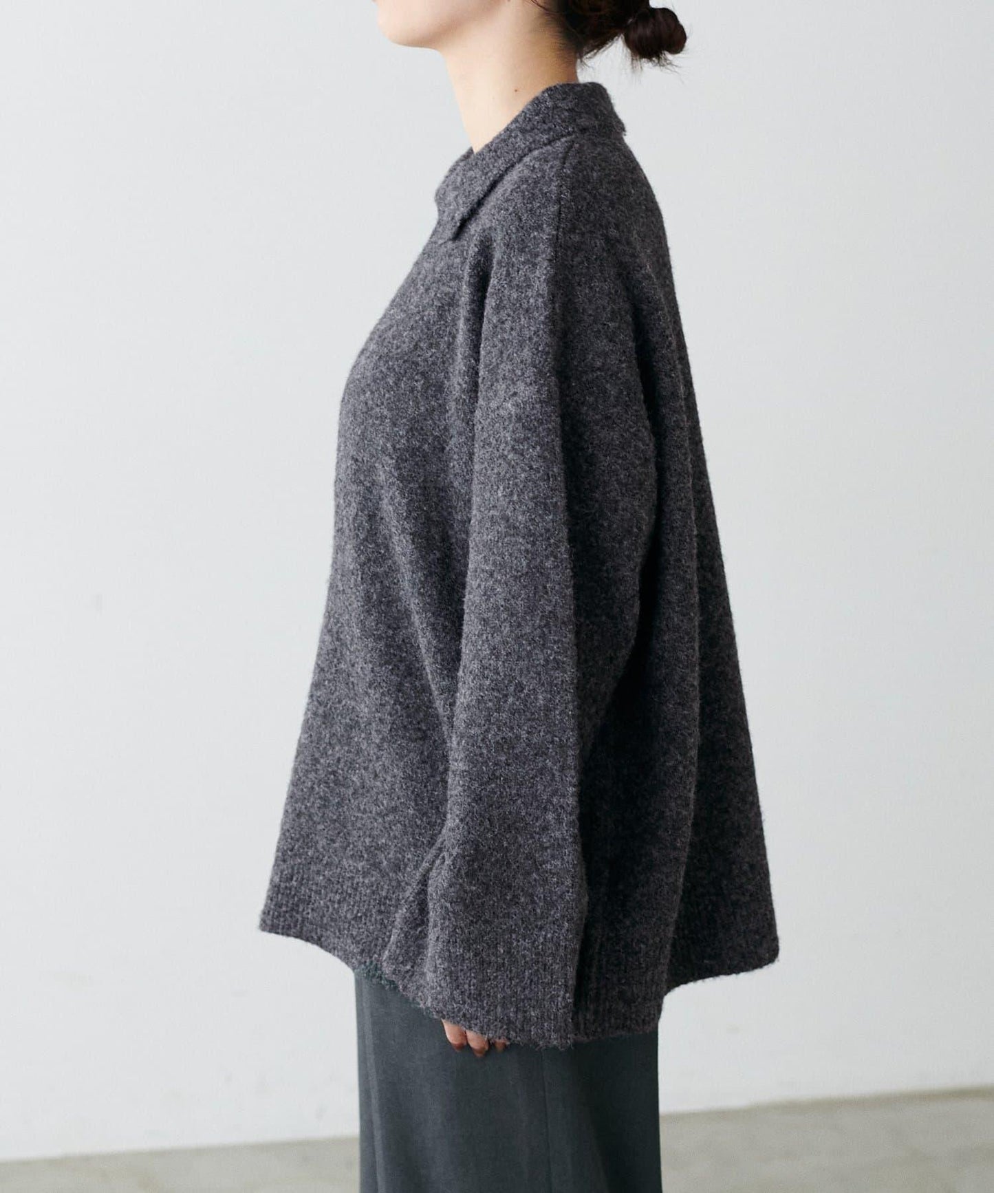 有領鑰匙領雜色針織上衣