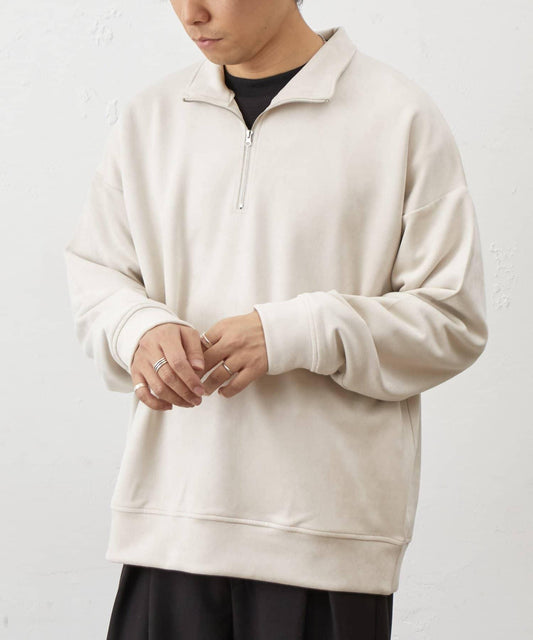 復刻款 可成套搭配 人造麂皮 半拉鍊 上衣