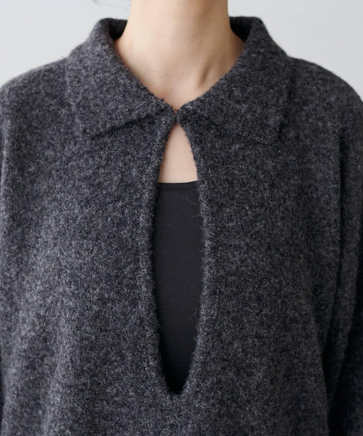 有領鑰匙領雜色針織上衣