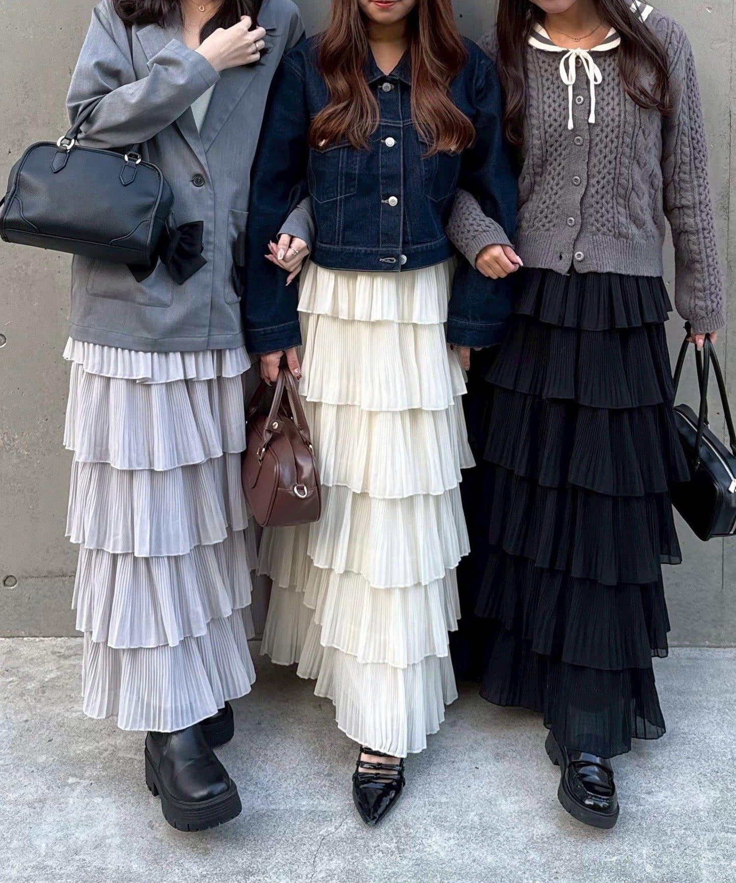 褶皺層疊設計 雪紡 半身裙