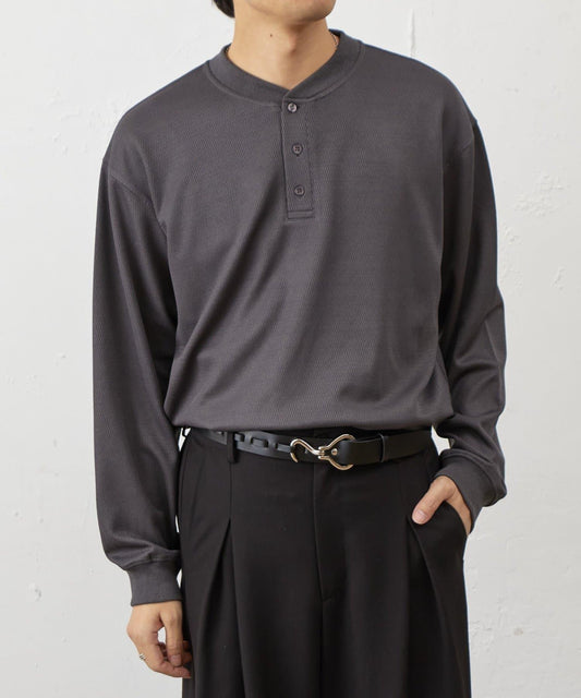 蜂巢紋亨利領套頭上衣