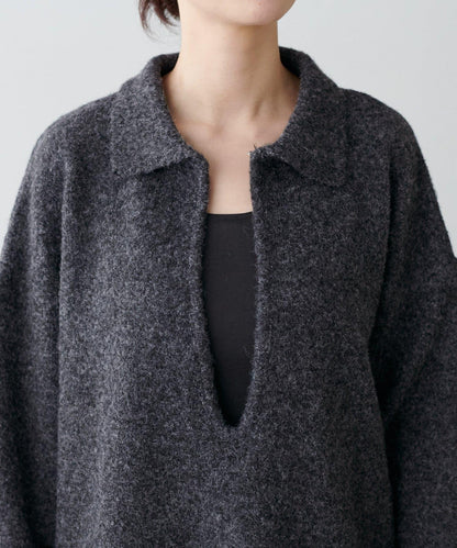 有領鑰匙領雜色針織上衣