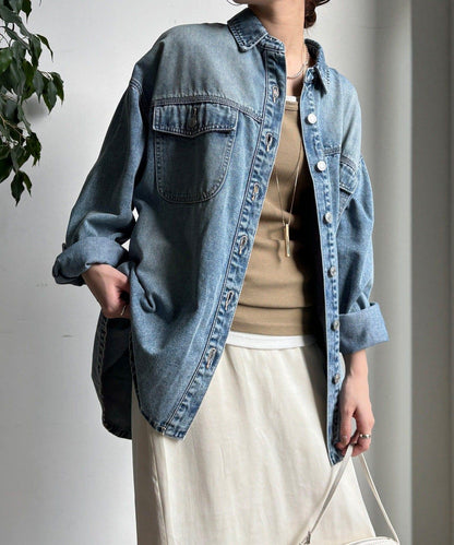 牛仔面料襯衫（網絡）
