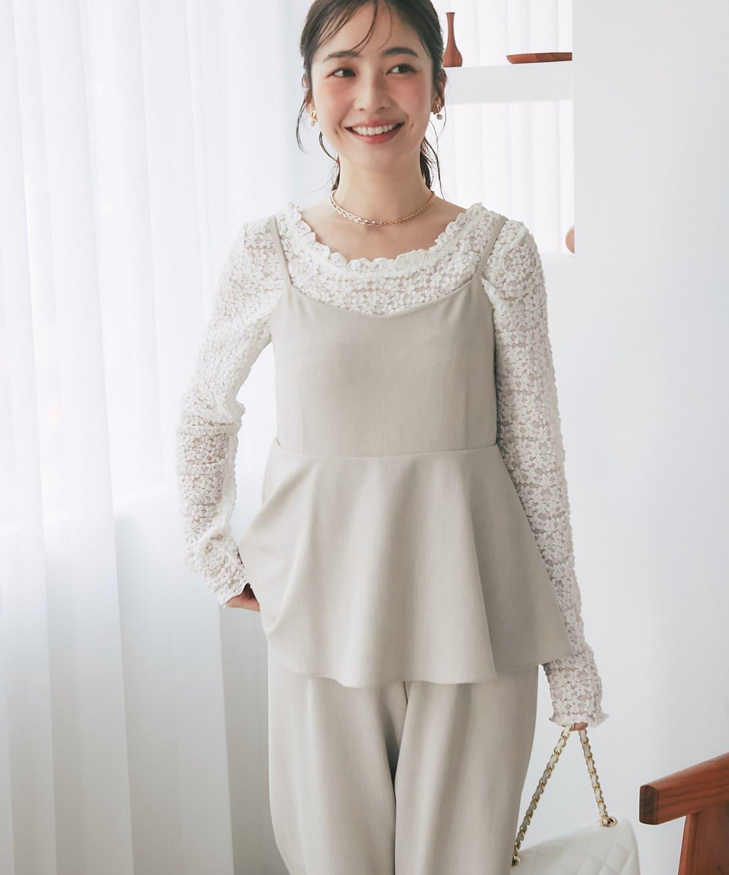 荷葉邊吊帶連體褲