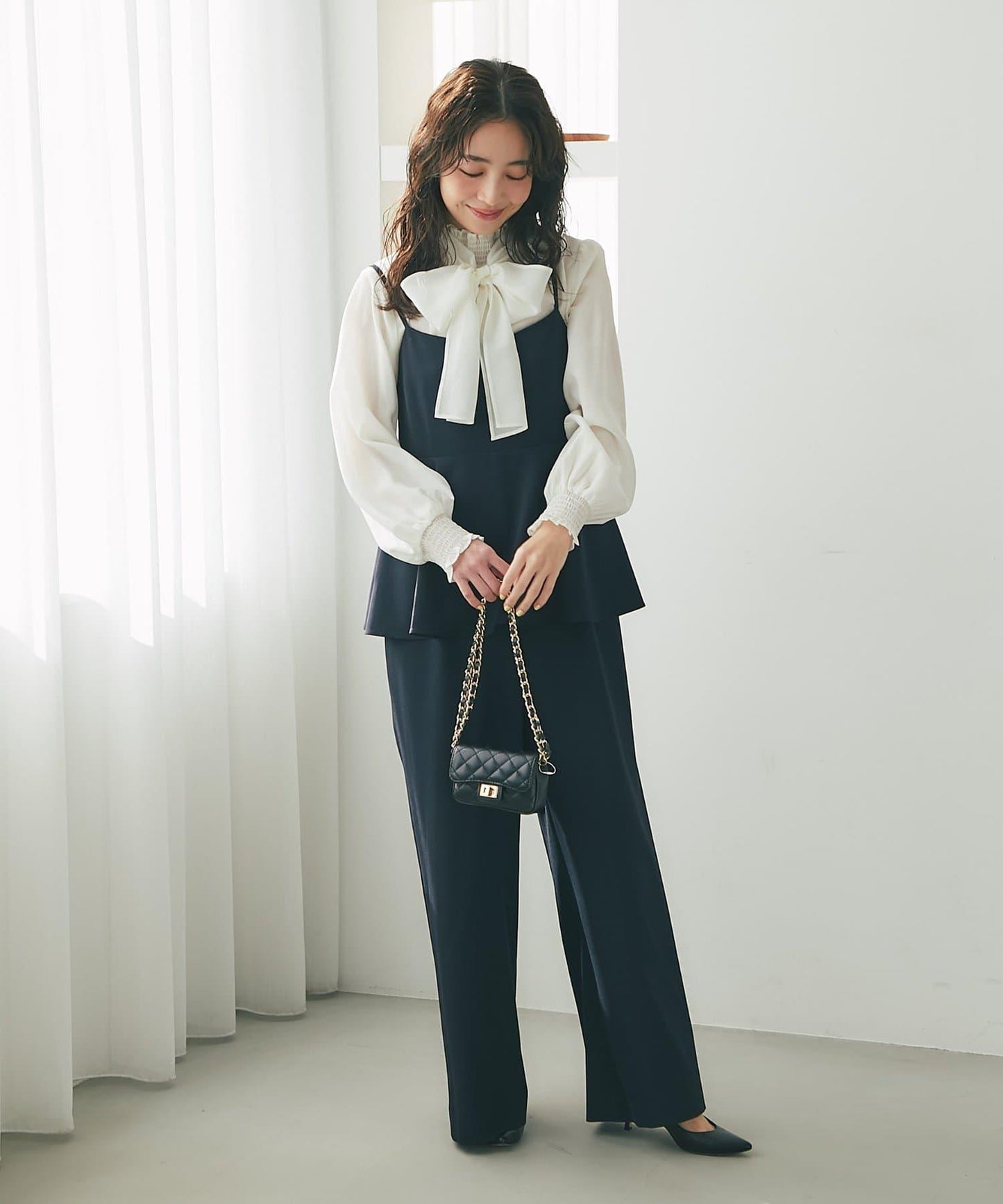 荷葉邊吊帶連體褲