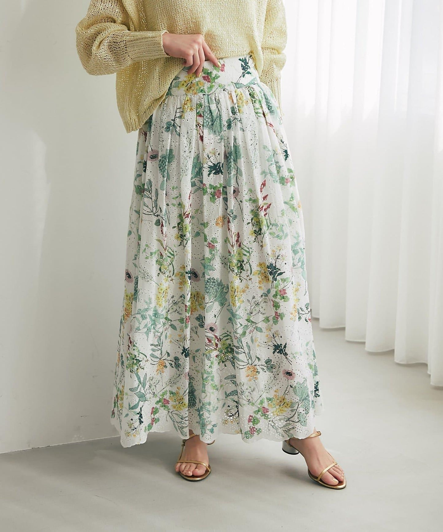 刺繡花印花半身裙