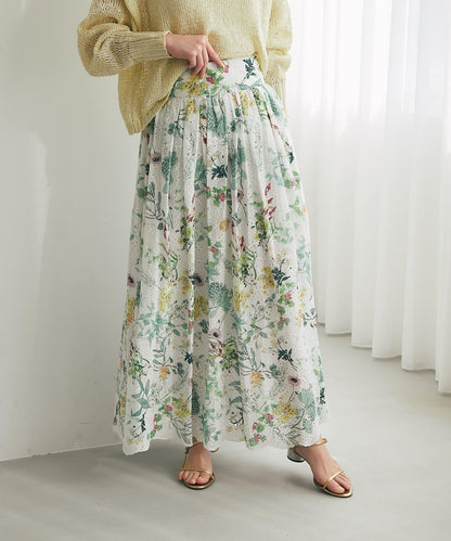 刺繡花印花半身裙