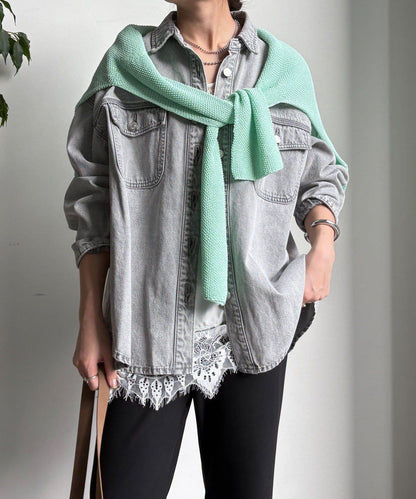 牛仔面料襯衫（網絡）