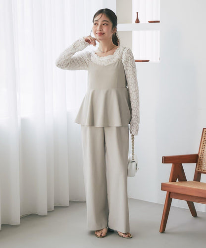 荷葉邊吊帶連體褲