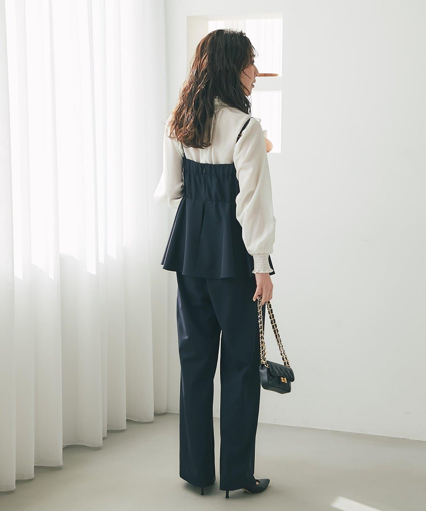 荷葉邊吊帶連體褲