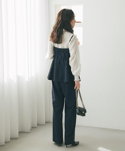 荷葉邊吊帶連體褲