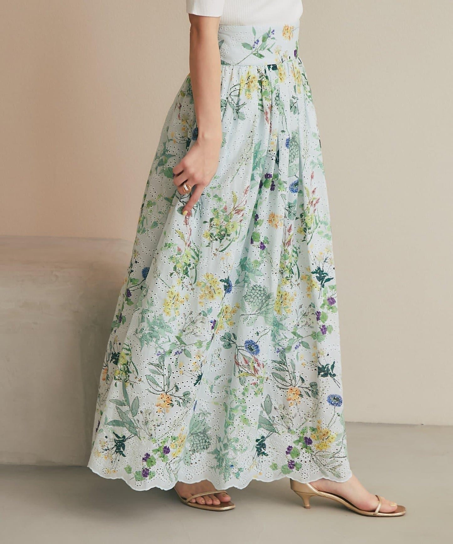 刺繡花印花半身裙