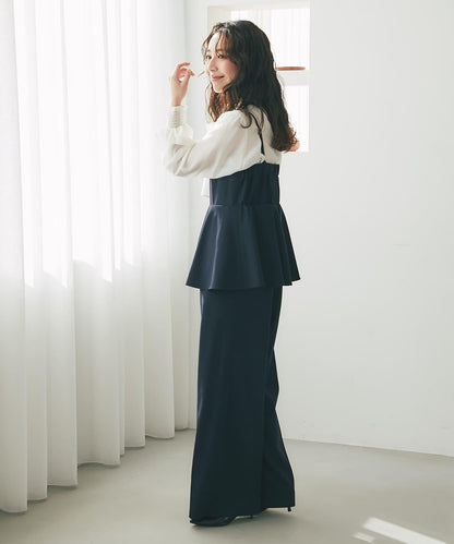 荷葉邊吊帶連體褲