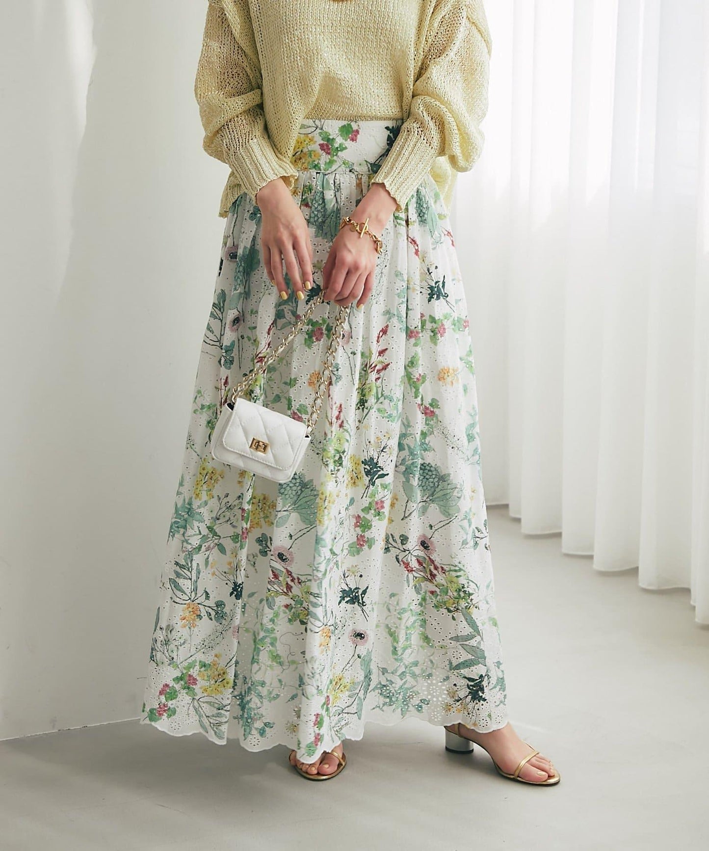 刺繡花印花半身裙