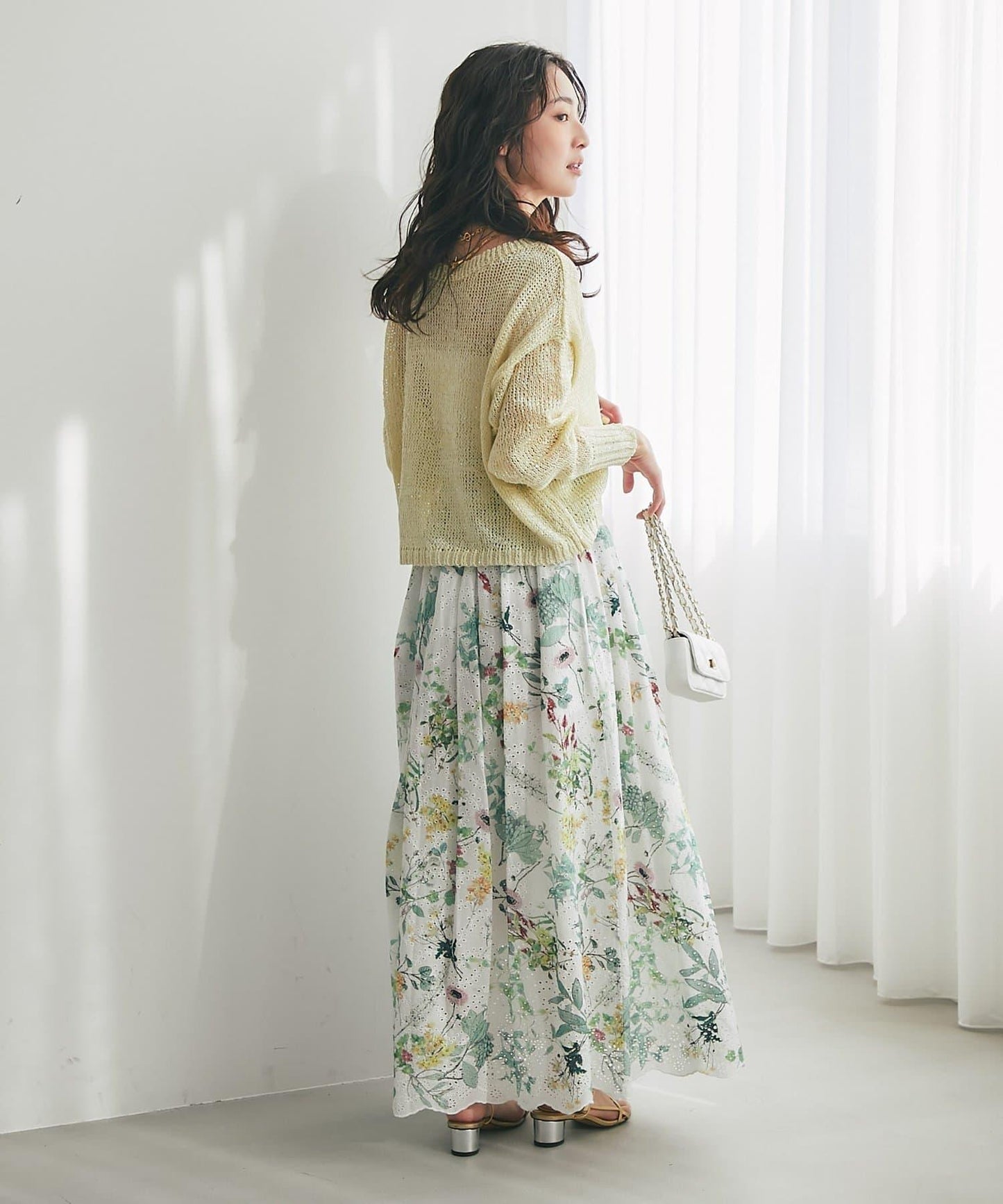 刺繡花印花半身裙