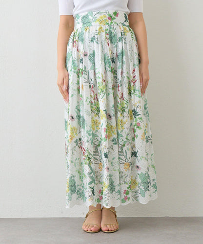 刺繡花印花半身裙